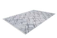 Grey Geometric Area Rug - Digital Print, Non Slip, Antibacterial Carpet for Modern Living Room