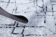 Grey Geometric Area Rug - Digital Print, Non Slip, Antibacterial Carpet for Modern Living Room