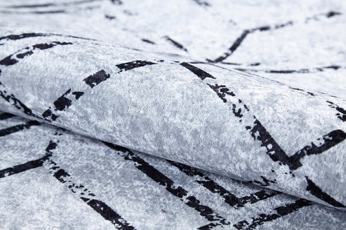 Grey Geometric Area Rug - Digital Print, Non Slip, Antibacterial Carpet for Modern Living Room