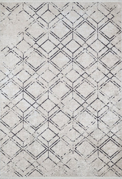 Beige Geometric Area Rug - Digital Print, Non Slip & Antibacterial Carpet for Living Room