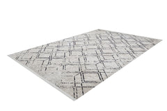 Beige Geometric Area Rug - Digital Print, Non Slip & Antibacterial Carpet for Living Room