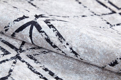 Beige Geometric Area Rug - Digital Print, Non Slip & Antibacterial Carpet for Living Room