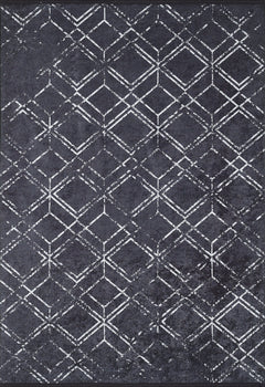 Black Geometric Area Rug – Digital Print, Non Slip, Antibacterial Carpet