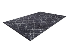 Black Geometric Area Rug – Digital Print, Non Slip, Antibacterial Carpet