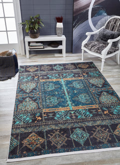 Kalyan Blue Modern Digital Print Area Rug