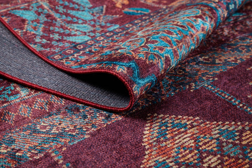 Modern Area Rug – Burgundy Digital Print Carpet | Non Slip, Antibacterial, Washable Floor Covering