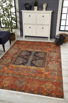 Digital Print Area Rug – Classic Brown Non Slip Carpet for Living Room