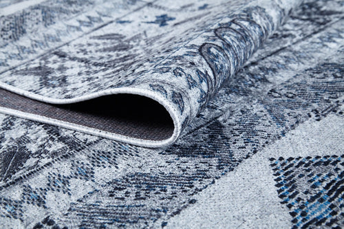 Grey Geometric Area Rug – Digital Print Rug, Non Slip Carpet, Antibacterial