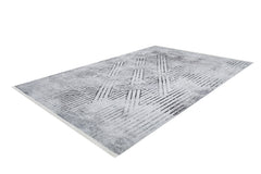 Grey Geometric Area Rug - Digital Print Non Slip Antibacterial Carpet for Modern Living Room