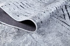 Grey Geometric Area Rug - Digital Print Non Slip Antibacterial Carpet for Modern Living Room