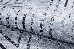 Grey Geometric Area Rug - Digital Print Non Slip Antibacterial Carpet for Modern Living Room