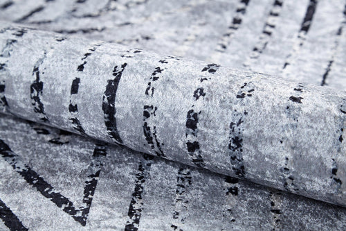 Grey Geometric Area Rug - Digital Print Non Slip Antibacterial Carpet for Modern Living Room