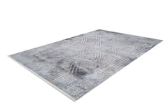 Grey Geometric Area Rug - Non Slip Digital Print Carpet for Living Room