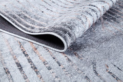 Grey Geometric Area Rug - Non Slip Digital Print Carpet for Living Room