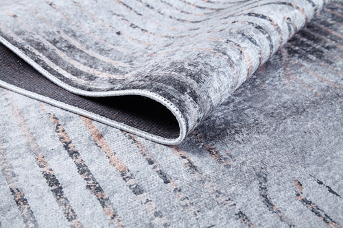 Grey Geometric Area Rug - Non Slip Digital Print Carpet for Living Room
