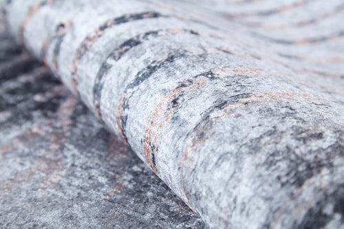 Grey Geometric Area Rug - Non Slip Digital Print Carpet for Living Room