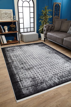 Digital Print Area Rug - Black Frame Modern Rug | Antibacterial Non Slip Carpet