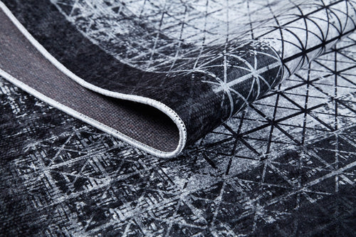 Digital Print Area Rug - Black Frame Modern Rug | Antibacterial Non Slip Carpet