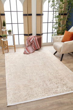 Modern Digital Print Rug - Beige Area Rug With Non Slip, Antibacterial, Washable Design
