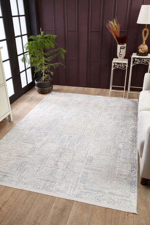Modern Area Rug - White Digital Print Rug | Non Slip, Antibacterial Carpet