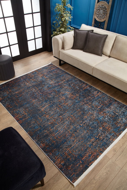Modern Digital Area Rug - Blue Non Slip Antibacterial Carpet for Living Room