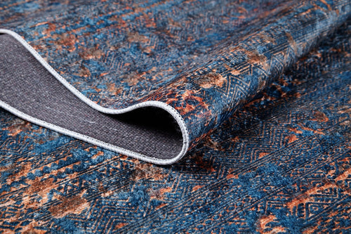 Modern Digital Area Rug - Blue Non Slip Antibacterial Carpet for Living Room