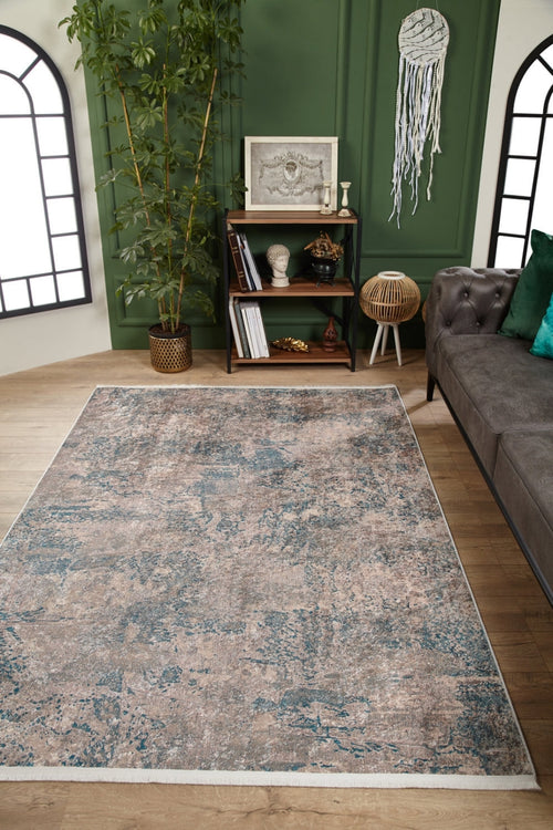 Malayer Blue Modern Digital Print Area Rug
