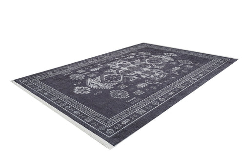 Modern Digital Area Rug - Anthracite Non Slip Washable Carpet for Living Room