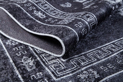 Modern Digital Area Rug - Anthracite Non Slip Washable Carpet for Living Room