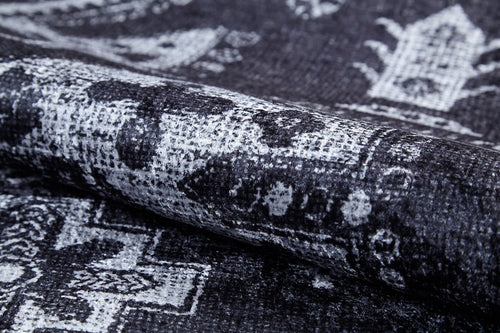 Modern Digital Area Rug - Anthracite Non Slip Washable Carpet for Living Room