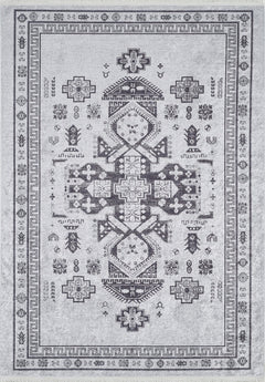 Grey Geometric Area Rug – Digital Print Non Slip Antibacterial Carpet for Kitchen & Living Room