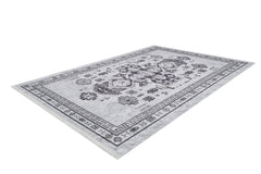 Grey Geometric Area Rug – Digital Print Non Slip Antibacterial Carpet for Kitchen & Living Room