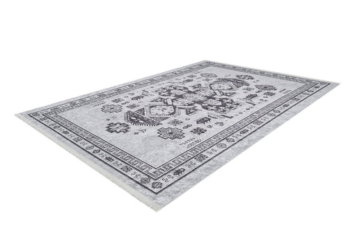 Grey Geometric Area Rug – Digital Print Non Slip Antibacterial Carpet for Kitchen & Living Room