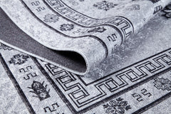 Grey Geometric Area Rug – Digital Print Non Slip Antibacterial Carpet for Kitchen & Living Room