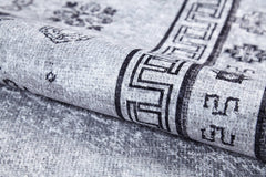 Grey Geometric Area Rug – Digital Print Non Slip Antibacterial Carpet for Kitchen & Living Room