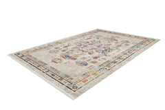 Beige Geometric Area Rug - Digital Print Stylish Non Slip Carpet for Living Room