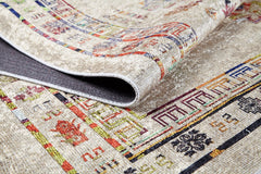 Beige Geometric Area Rug - Digital Print Stylish Non Slip Carpet for Living Room