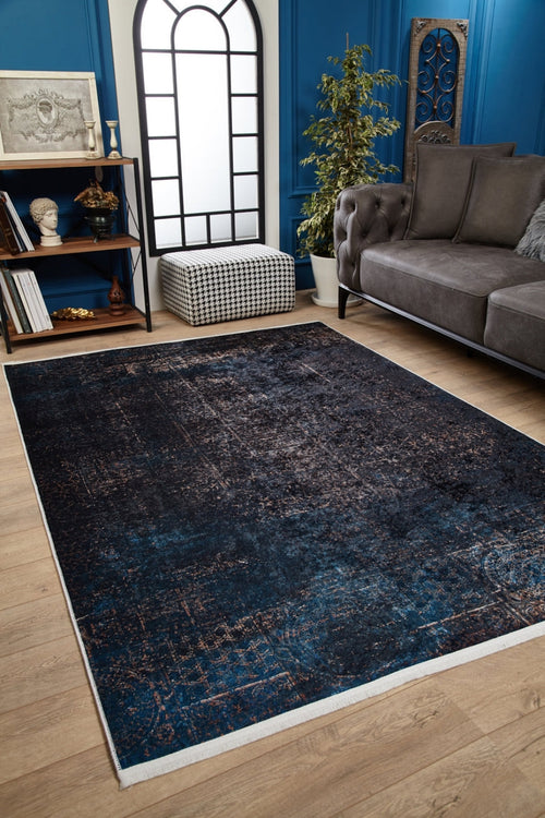 Modern Navy Area Rug - Digital Print Carpet | Antibacterial, Non Slip, Dust Free