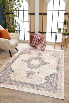 Naucalpan Beige Classic Digital Print Area Rug
