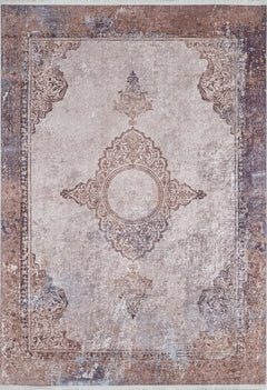 Digital Print Area Rug - Classic Brown Non Slip Antibacterial Carpet for Living Room