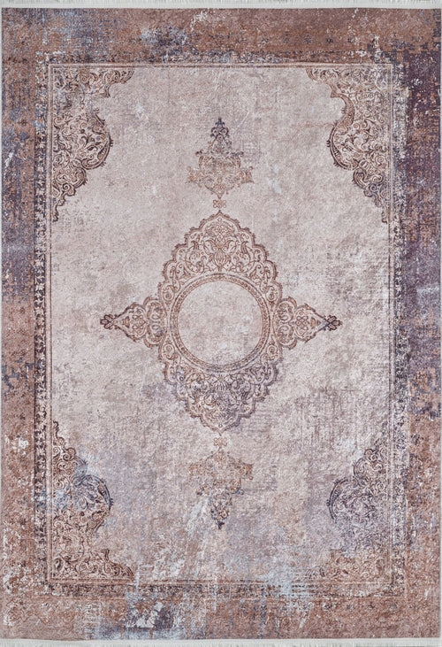 Digital Print Area Rug - Classic Brown Non Slip Antibacterial Carpet for Living Room