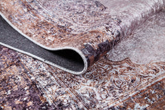 Digital Print Area Rug - Classic Brown Non Slip Antibacterial Carpet for Living Room