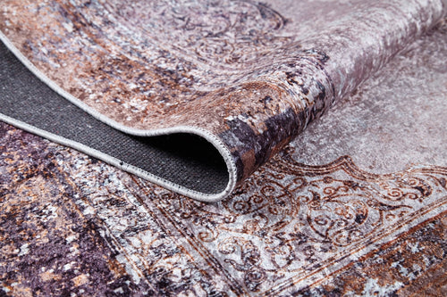 Digital Print Area Rug - Classic Brown Non Slip Antibacterial Carpet for Living Room