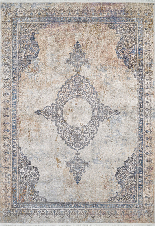 Classic Beige Area Rug – Digital Print Non Slip Carpet for Living Room