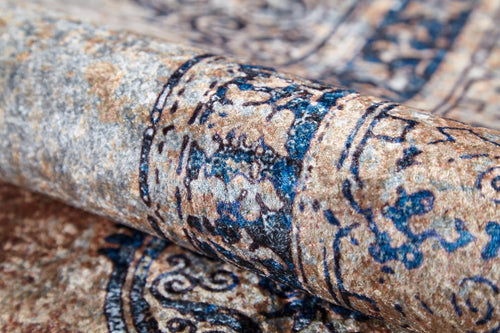 Classic Beige Area Rug – Digital Print Non Slip Carpet for Living Room