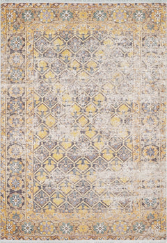 Yellow Area Rug – Classic Digital Print Non Slip Carpet for Living Room Decor
