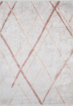 Cream Striped Area Rug – Non Slip Antibacterial Digital Print Carpet