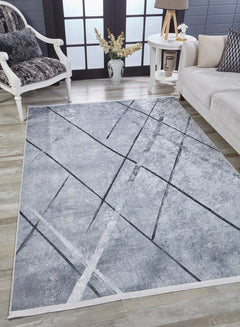 Grey Striped Area Rug - Digital Print Carpet, Non Slip, Antibacterial Floor Mat