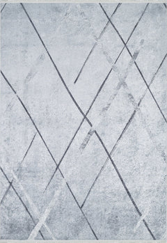 Grey Striped Area Rug - Digital Print Carpet, Non Slip, Antibacterial Floor Mat