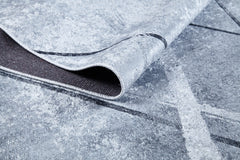 Grey Striped Area Rug - Digital Print Carpet, Non Slip, Antibacterial Floor Mat